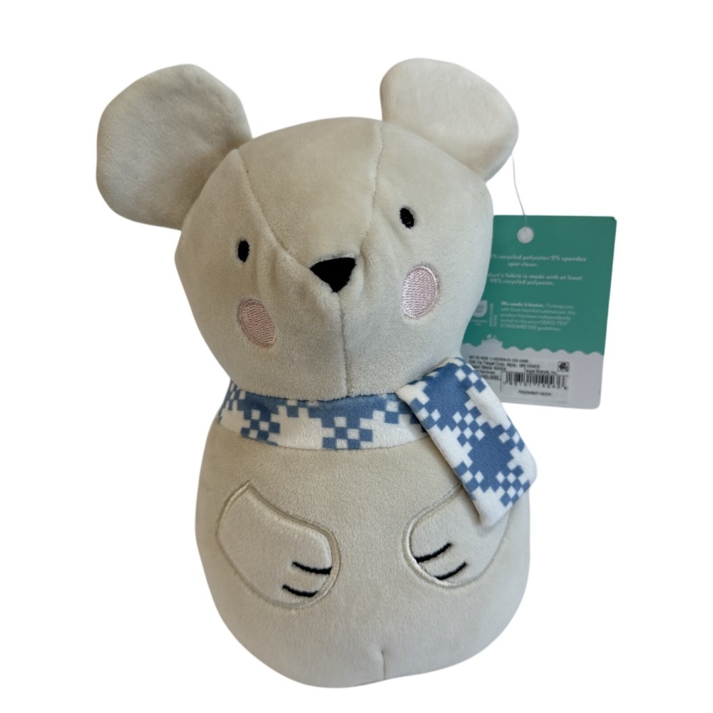 Pillowfort Mouse Mini Plush 8 Inch Cream Stuffed Animal‎ Blue Scarf NEW NWT 2024